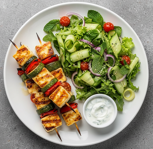 Halloumi Kebab & Salad 