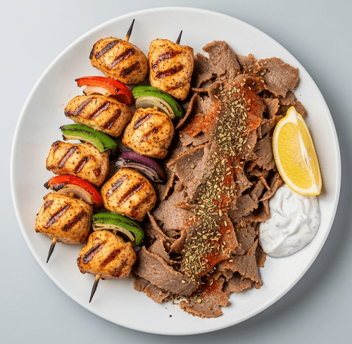 Chicken Shish & Lamb Doner With Naan Bread 