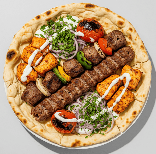 Chicken Doner & Lamb Shish With Naan Bread 