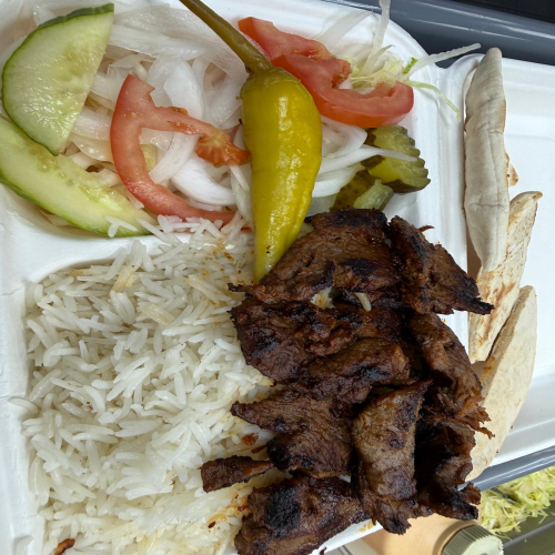 1x Shish Lamb, Rice, Salad & Pitta Bread 