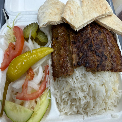 Adana Kofta Rice, Salad & Pitta Bread 